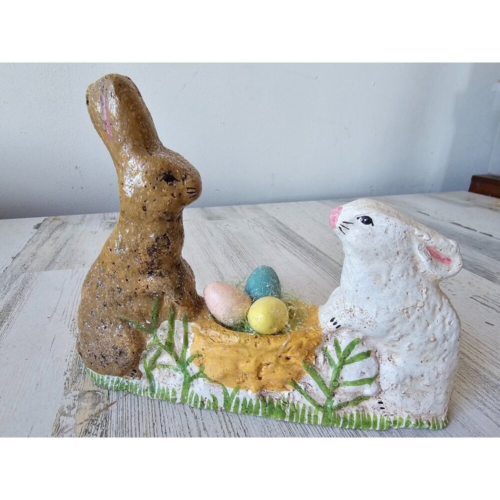 Vintage teena flanner Easter Bunny egg glitter sparkle spring figurine statue de